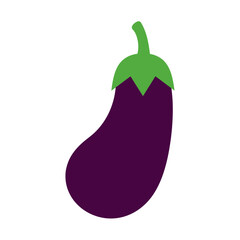 Simple and stylized illustration of a single eggplant with clean lines and bold colors