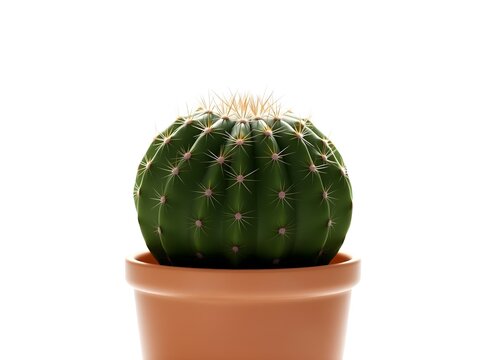 Solitary Barrel Cactus in Pot