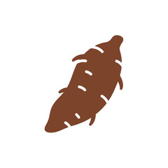 Minimalist brown sweet potato illustration with subtle white streak accents isolated