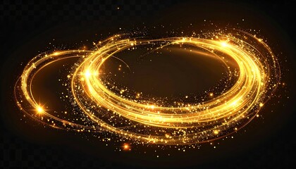 Obraz premium Golden swirling rings on dark background
