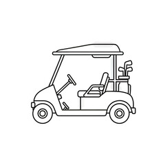 Golf cart line drawing illustration representing leisure and transportation design element