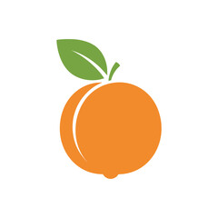 Stylized peach illustration with a leaf, representing healthy eating and organic fruit freshness
