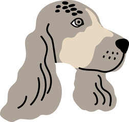 Stylized illustration of a dogs head and long ears