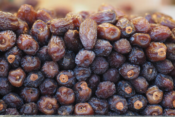 Delicious dried dates stacked at a local market