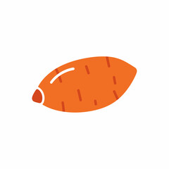 Whimsical sweet potato illustration with warm earthy tones against clean backdrop