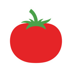 Stylized vector tomato illustration in bold colors on clean white background