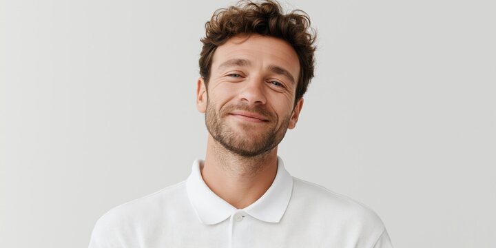 Smiling man wearing a white shirt in a bright room during daytime.