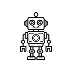 Simple line art illustration of a retro robot character