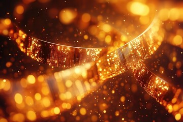 Glistening gold ribbons abstract glow