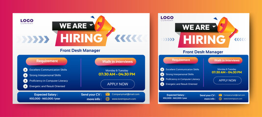 We are hiring banner, poster, announcement job for company. Creative social media post feed design. vector