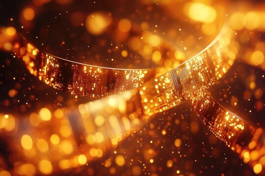 Glistening gold ribbons abstract glow
