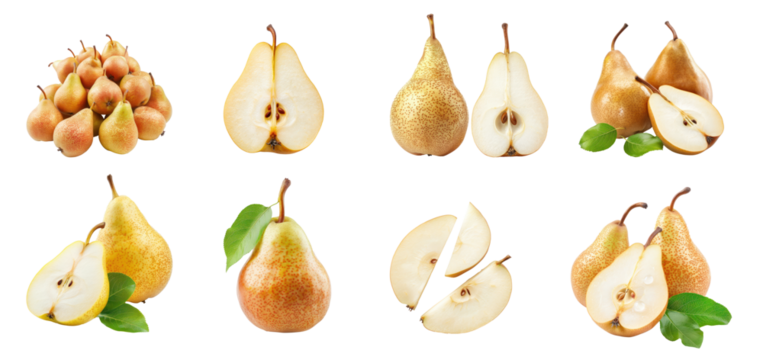 collection of pear cutout png isolate on transparency background