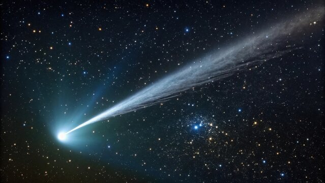 A radiant comet streaking through the dark expanse of space