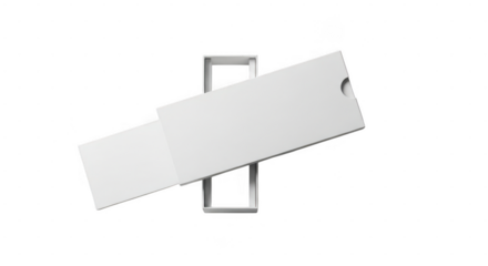 Modern minimalist white shelf bracket isolated on transparent background with clean design