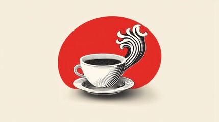 Bold Coffee Alarm Clock Poster Design with Artistic Elements