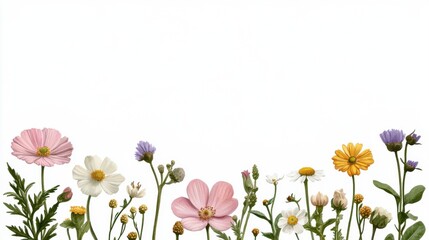 Colorful Watercolor Floral Border Illustration for Decorative Use
