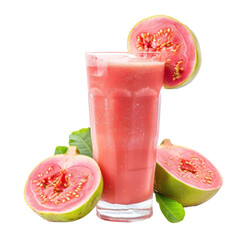 Guava Smoothie drink front view isolate on transparency background