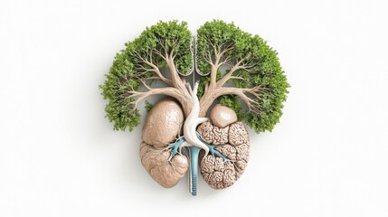 Hybrid Organ Illustration Integrating Tree and Brain Concepts