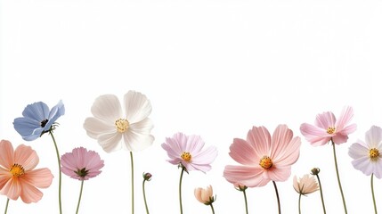 Hand-Painted Watercolor Blossoms Forming a Beautiful Border