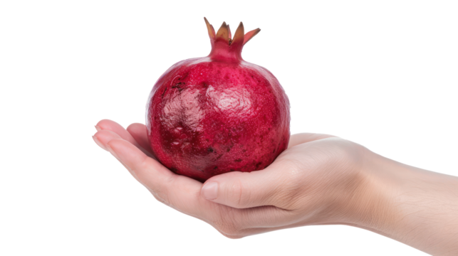 hand holding Pomegranate, clipping path isolate on transparency background - Powered by Adobe