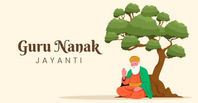 Guru Nanak Jayanti Flat Vector Illustration Design for Poster, Social Media or Banner