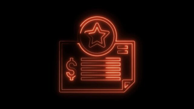 Neon style royalty rewards program with star and dollar sign animated on black background