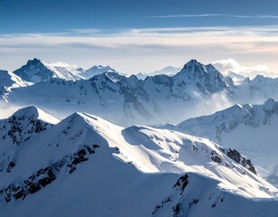 Snowy Mountain Peaks Landscape.