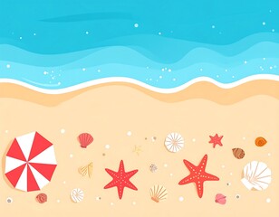 Relaxing Beach Scene with Shells and Stars.