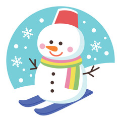 スキーをする雪だるま