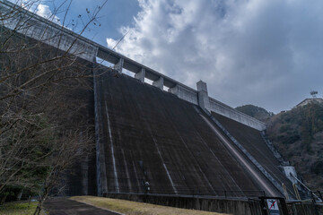 Oyama Dam, a gravity-type concrete dam, is located on the outskirts of Hita City of Oita prefecture, JAPAN.