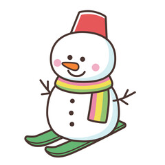 スキーをする雪だるま