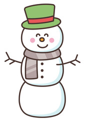 シルクハットのかわいい雪だるま