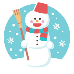 ほうきを持った雪だるま