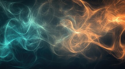 Obraz premium Abstract teal and gold smoke design