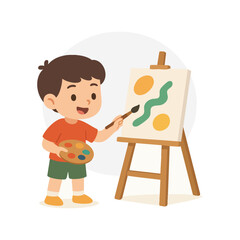 Flat Design Kid Painting with White Background