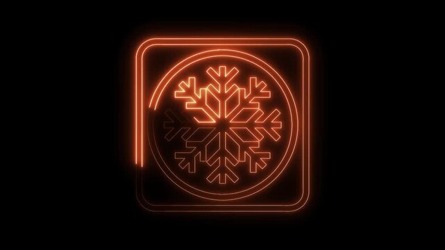 Glowing orange snowflake icon animation winter holiday celebration festive design element