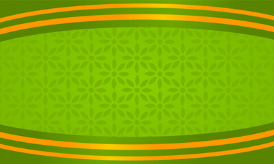 Modern luxury green aesthetic abstract background with orange curved lines and floral pattern design