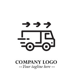 Black and White Transport Logo Illustration in Minimalist Modern Vector Design for Mobility and Travel