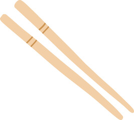 Two light brown chopsticks with brown bands