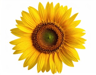 Fototapeta premium Sunny sunflower head on white