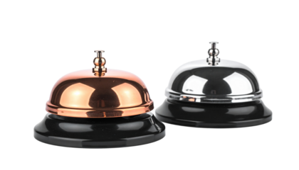  Pair of Black and Copper Service Bell Variations isolated on transparent background