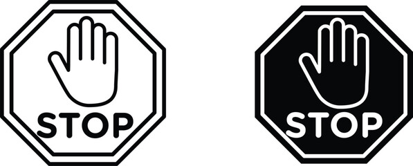 Stop sign icon vector graphic illustration  with white background flat hand made icon fill icon 