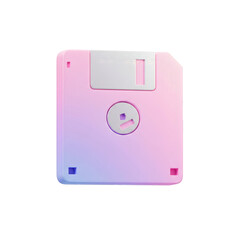 A pastel-colored, three-dimensional floppy disk Isolated on a Transparent Background, PNG, Cutout