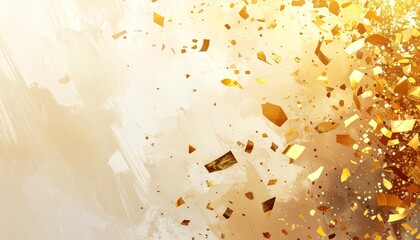 金色の紙吹雪が舞うお祝いの背景