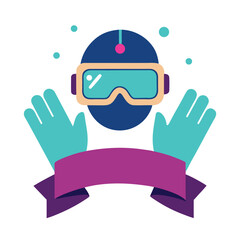 Vector art of safety gear icon with goggles and gloves, logo design