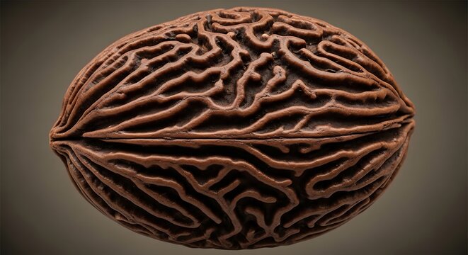 Closeup of a Walnut Half Shell.
