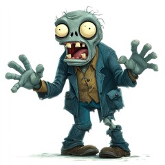 Fototapeta premium a cartoon zombie isolated on a white background 