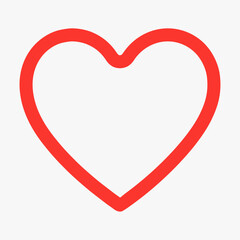 Minimal flat red heart vector icon isolated on white background, clean bold love symbol design for Valentine’s Day, infographic, logo, romantic decoration, and universal graphic element