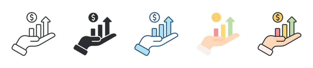 Profitability Icon Set Multiple Style Collection