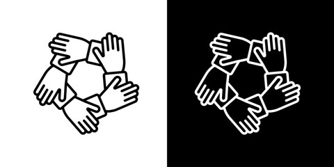 Collaboration Symbol A Black and White Icon Representing Unity and Teamwork, Ideal for Business